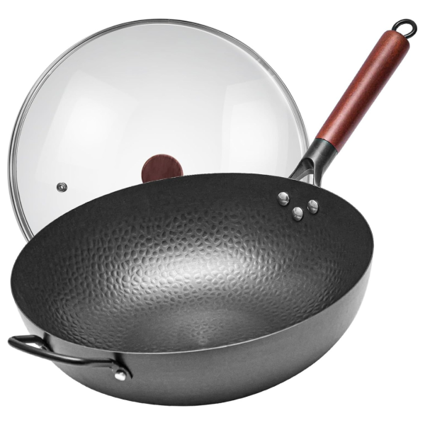 WANGYUANJI Iron Wok 13.4  Stir Fry Pans with Wooden Handle For Cheap